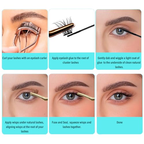 280pcs Cluster Lashes 60D Heat-Bonded Lash Clusters, 14 Rows Individual Segment Eyelashes, 10-16mm Natural Wispy Fluffy DIY Eyelash Extensions for a Curl and Realistic Look