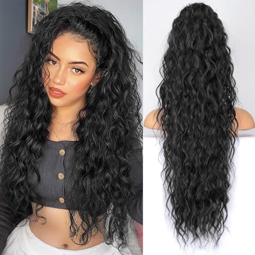 KooKaStyle 30 Inch Curly Ponytail Extension Drawstring Black