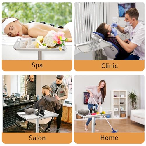Adjustable Salon Tray on Wheels - Rolling Hair Stylist Cart