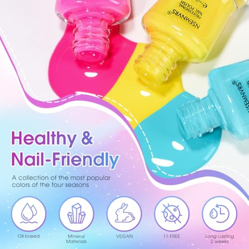 15 Color Quick Dry Nail Polish Set - Fast Drying Non-Gel