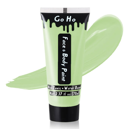 Go Ho Pastel Green Body Paint Washable(2.37 oz,70 ml),Water Based Cream Pastel Green Face Body Paint for SFX Cosplay Costumes Festivals Halloween Makeup