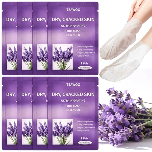 TEAWOO Moisturizing Foot Mask Socks with Lavender & Jojoba Oil - 8 Pairs