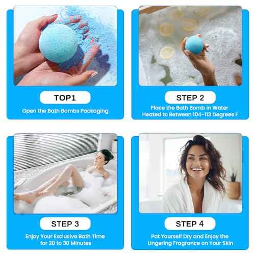 Bath Bombs for Women, BODY & EARTH 10 X 3.5 oz Ocean Bath Bomb Gift Sets Essential Oils Handmade Birthday Gift Idea for Family, Women, Men, Mother's Day Gifts for Women