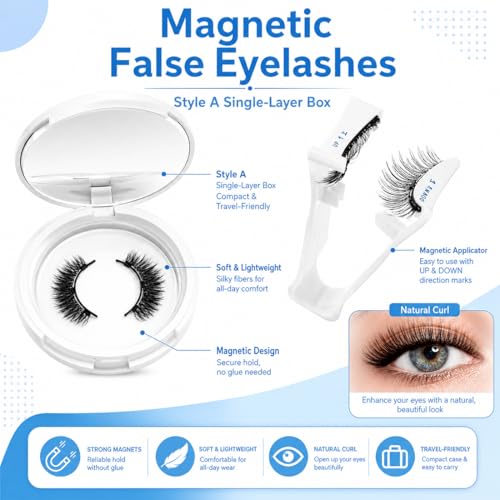 Magnetic Eyelashes Natural Look No Glue with Applicator