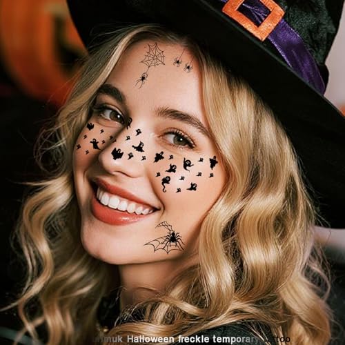 Halloween Face Tattoos 11 Pack Freckles & Bats