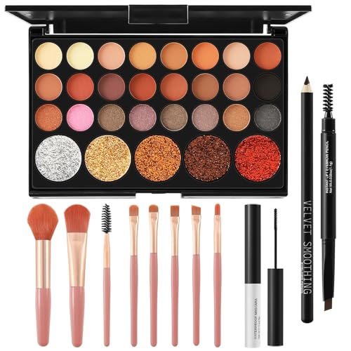 Eye Makeup Kit 29 Eyeshadow Palette, 8 Brushes, Mascara, Eyeliner