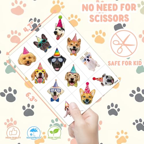 Dog Temporary Tattoos 96 Pack Kids Party Favors
