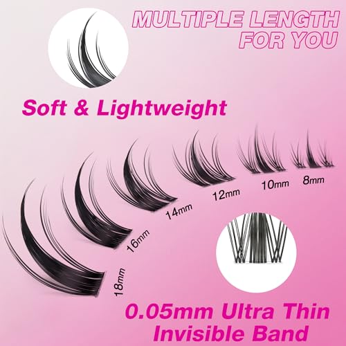 VEYESBEAUTY Lash Clusters 12mm Wispy DIY Eyelash Extensions