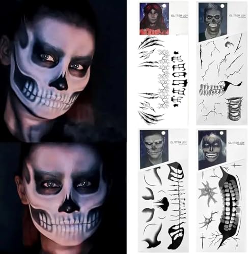 Halloween Face Tattoos - Devil & Skeleton Mouth Designs