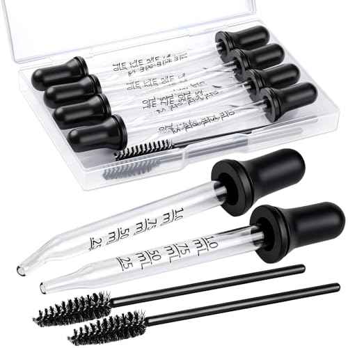 Teenitor 10pcs Eye Dropper 8pcs Glass Pipettes Dropper and 2pcs Cleaning Tool, Droppers for Oils Bent and Straight Tips, 1ml Dropper for Liquid Essential Oils, Ear, Eye, Craft, Measuring