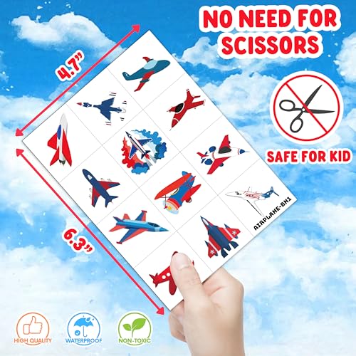 96 Piece Airplane Temporary Tattoos Pre-Cut Party Favors