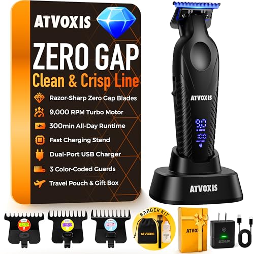 Zero Gap Cordless Hair Clipper Trimmer with LED Display - 9000 RPM