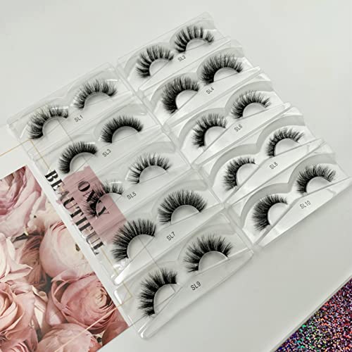Faux Mink Eyelashes 10 Pairs 16-20mm Natural Look