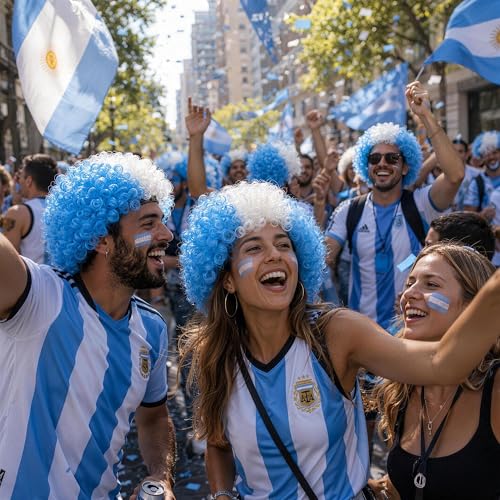 Argentina Flag Afro Wig for Soccer Fans
