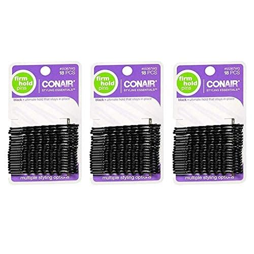 Scunci 55367 Black Styling Essentials Bobby Pins 18 Count, pack of 3