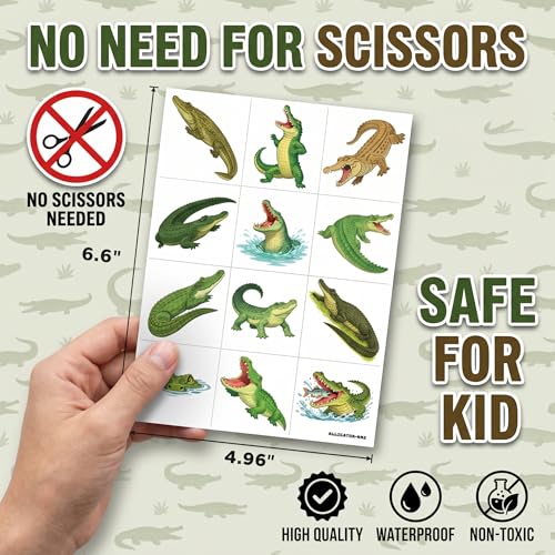 96-Piece Alligator Temporary Tattoos for Kids | Waterproof Party Favors
