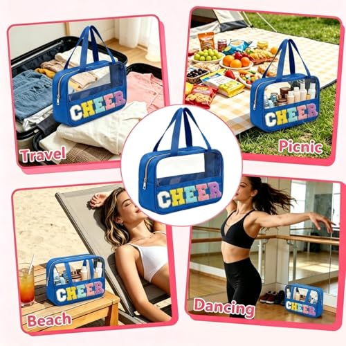 Cheerleader Makeup Bag with Chenille Patch - Waterproof Nylon Organizer