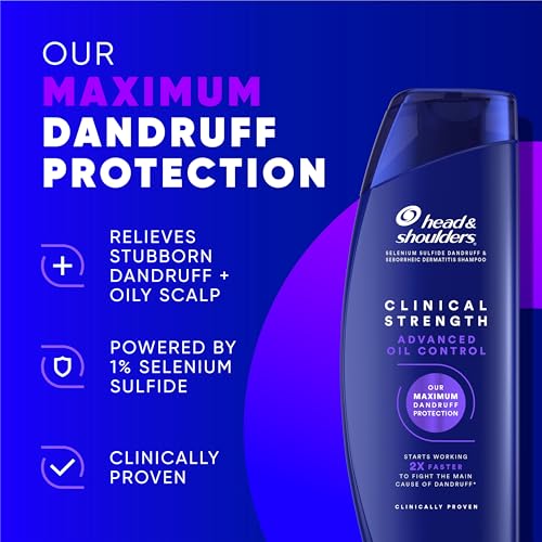 Head & Shoulders Anti-Dandruff Shampoo with 1% Selenium Sulfide, Clinical Strength Advanced Oil Control Twin Pack, Seborrheic Dermatitis Relief, Oily Scalp, 13.5 fl oz Each