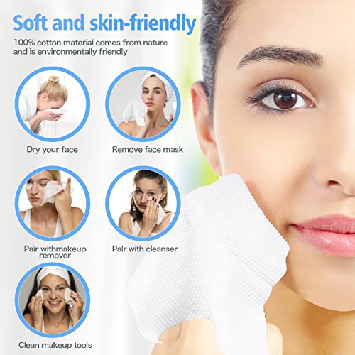 100 Count Disposable Face Towel,Thickening Ultra Soft Washcloths,Facial Cotton Tissue,Lint-free cotton dry wipes Multi-Purpose for Skin Care,Make-up Wipes,Face Wipes and Facial Cleansing