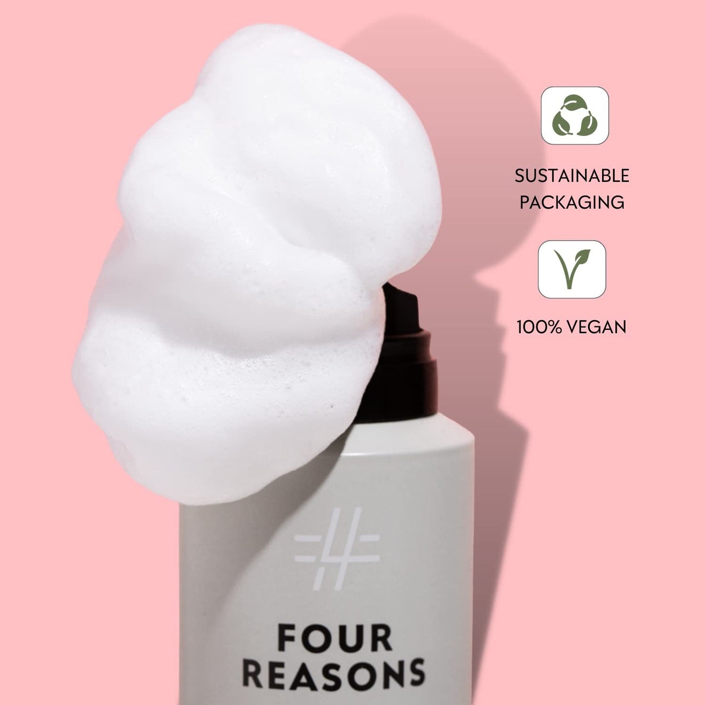 FOUR REASONS Professional Curl Enhancing Volumizing Mousse - Long-lasting Flexible Hold for Curly, Wavy and Straight Hair, VEGAN 6.8 Oz