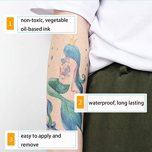 Mermaid Temporary Tattoos 12-Pack Waterproof Body Art Stickers