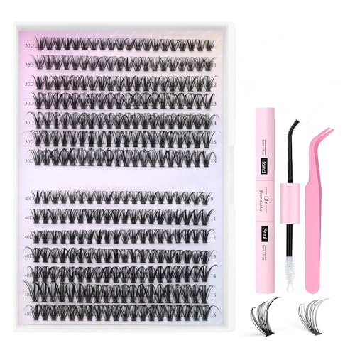 Pawotenes 280pc Cluster Lashes Kit with Bond & Seal 9-16mm