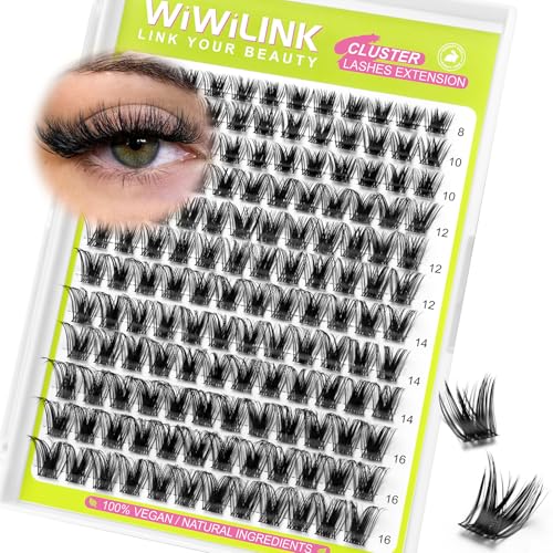 Lash Clusters Mink DIY Lash Extension 8-16mm Thick Volume Eyelash Clusters D Curl Individual Eye Lashes Wispy False Eyelashes Fluffier Cluster Eyelash Extensions Thin Band for Salon, G04