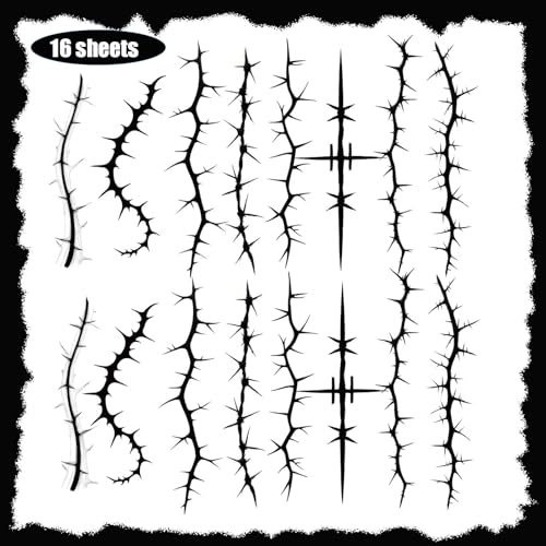 16 Sheet Stitch Scar Face Temporary Tattoos - Halloween Waterproof