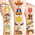 96 PCS Western Cowboy Temporary Tattoos for Kids Birthday Party