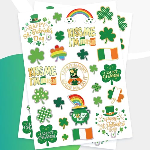 St Patrick's Day Temporary Tattoos - 54 Glitter Shamrock Designs