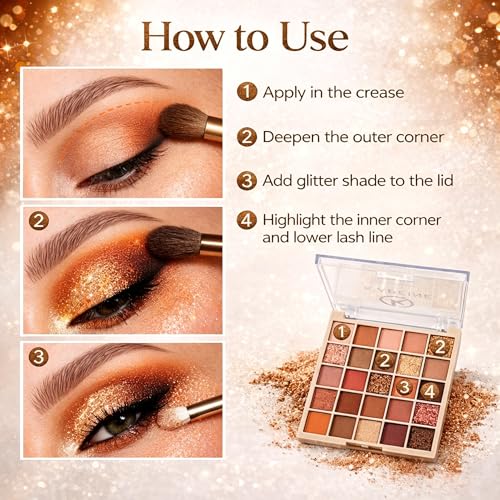 K'APEINE 25-Color Eyeshadow Palette - Matte, Shimmer & Glitter