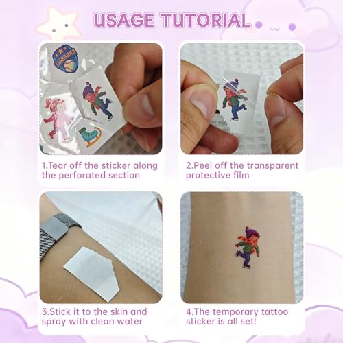 Pre-Cut Temporary Tattoos for Girls, 100+ Butterfly Mermaid Unicorn Tattoos - Waterproof Party Favors Supplies for Birthday, Halloween, Christmas Gift Ideas for Little Girls