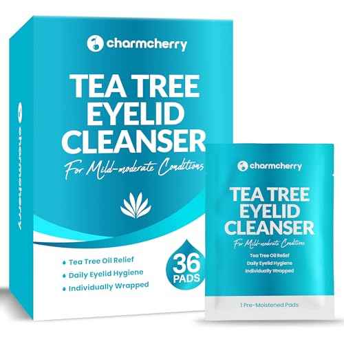 Eyelid Wipes (36 Count), Individually Wrapped Tea Tree Oil Eyelid Cleanser, Eye Lid Cleaning Wipes for Stye Eye Treatment, Eye Wipes for Dry Eyes, Blepharitis, Mild to Moderate Conditions