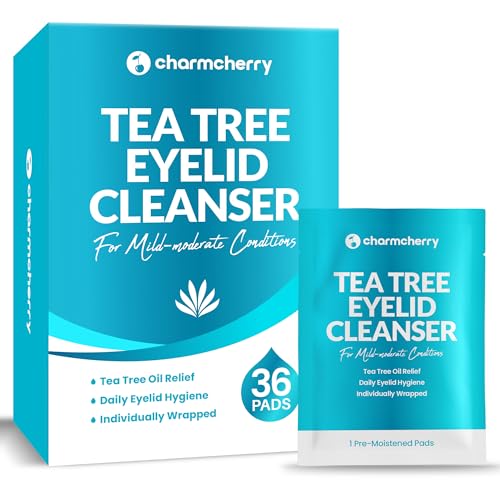 Tea Tree Oil Eyelid Wipes (36 Count), Individually Wrapped Eyelid Cleanser, Eyes Lid Cleaning Wipes for Stye Eye Treatment, Eye Wipe for Dry Eyes, Blepharitis, Mild to Moderate Conditions