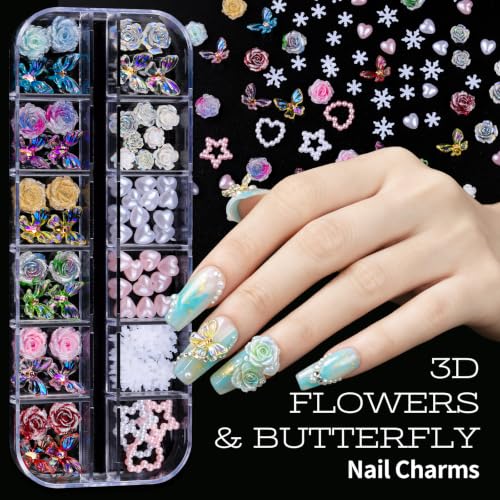 Nail Art Kit with 5 Charm Boxes, 15 Brushes & Dotting Tools
