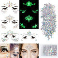 Glow in Dark Face Gems & Glitter Set - Festival Body Jewels