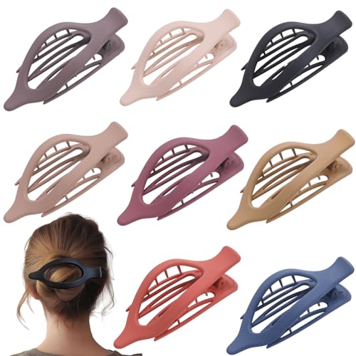 Flat Hair Clips 8-Pack - Matte Claw Clips for Thick Hair