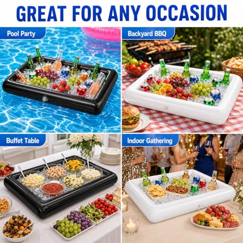 2 Pack Inflatable Serving Bars with Pump - Black & White