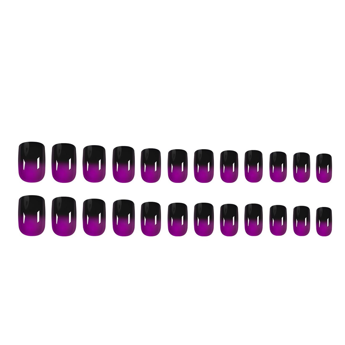 Square Press on Nails Short Purple Fake Nails with Gradient Design Acrylic Nails Glossy Nails Press ons Black False Nails Full Cover Glue on Nails for Women and Girls 24 Pcs