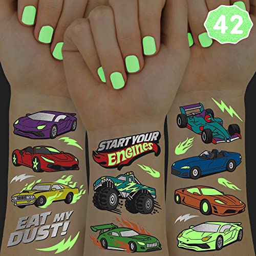 xo, Fetti Glow in Dark Car Temporary Tattoos - 42 Pack