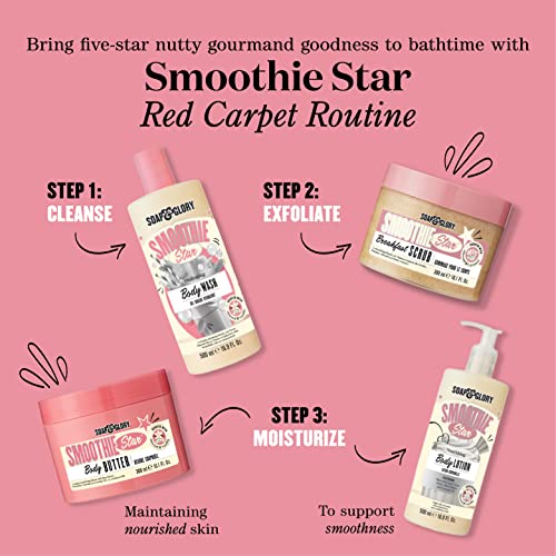 Soap & Glory Smoothie Star Body Butter - Vanilla and Almond Infused Body Cream with Vitamin E + Shea Butter - Rich, Moisturizing Cream for Dry Skin (300ml)