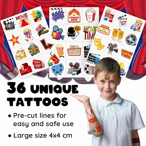 Movie Night Party Favors Set - 60 Pieces Slap Bracelets & Tattoos