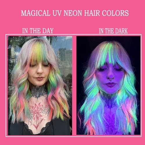 YIBABY UV Neon Temporary Hair Dye Set - Glow in the Dark Gel (3 PCS)