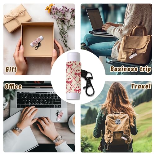 10Pcs Bow Lip Balm Holder Keychain with Metal Clasp