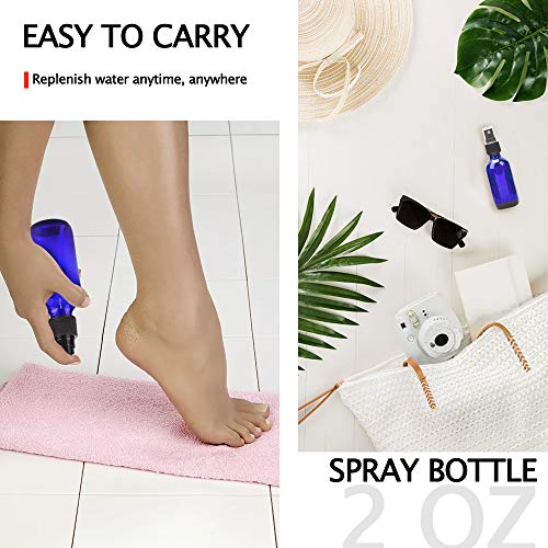 Wedama 2 oz Blue Glass Spray Bottles - 16 Pack Fine Mist Sprayers
