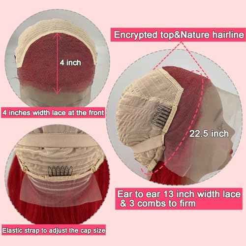 Savasana Red Wig Human Hair 13x4 Red Lace Front Wigs Glueless Straight Lace Frontal Wig Pre Plucked with Baby Hair for Black Women 26 Inch