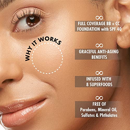YENSA Full Coverage Foundation & BB/CC Cream with SPF 40 - Medium Warm