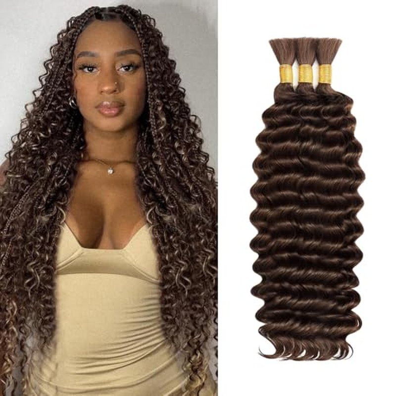 Boho Deep Wave Bulk Human Hair for Braiding - 3 Bundles 16"
