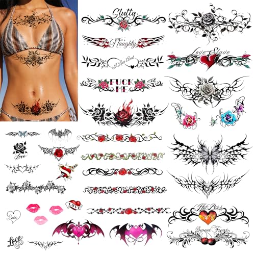 Temporary Tattoos for Women - 36 Designs, Waterproof, Large