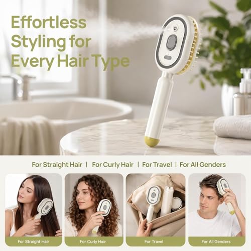 Electric Air Cushion Brush with Water Mist Spray for Frizzy Hair